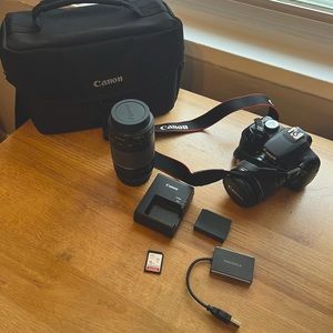 Canon EOS Rebel T5 Bundle w/ Carrying Case, Two Lenses, Battery and Memory Card